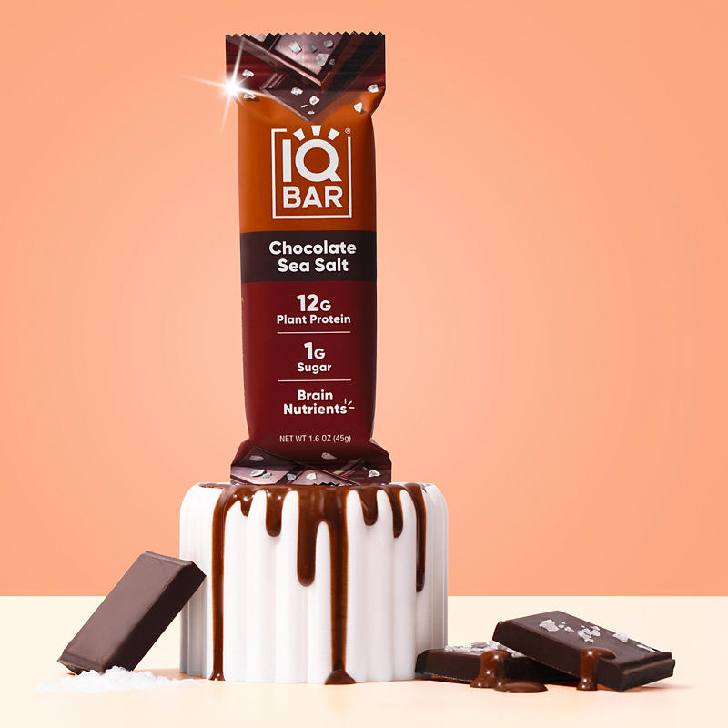 IQBAR Plant Protein Bars Chocolate Sea Salt Peanut and Butter Chip Variety Pack, 12g Protein, 12 ct.