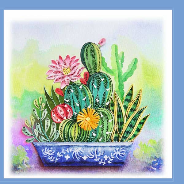 Cactus desert in the pot quilling card, greeting card, paper art, handmade FL-55