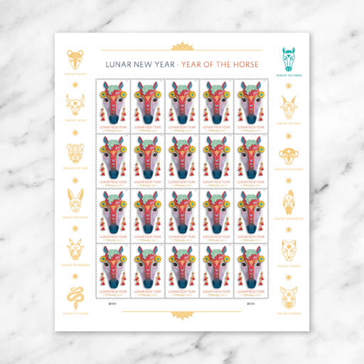 USPS Forever Stamps Books - Horse Lunar New Year