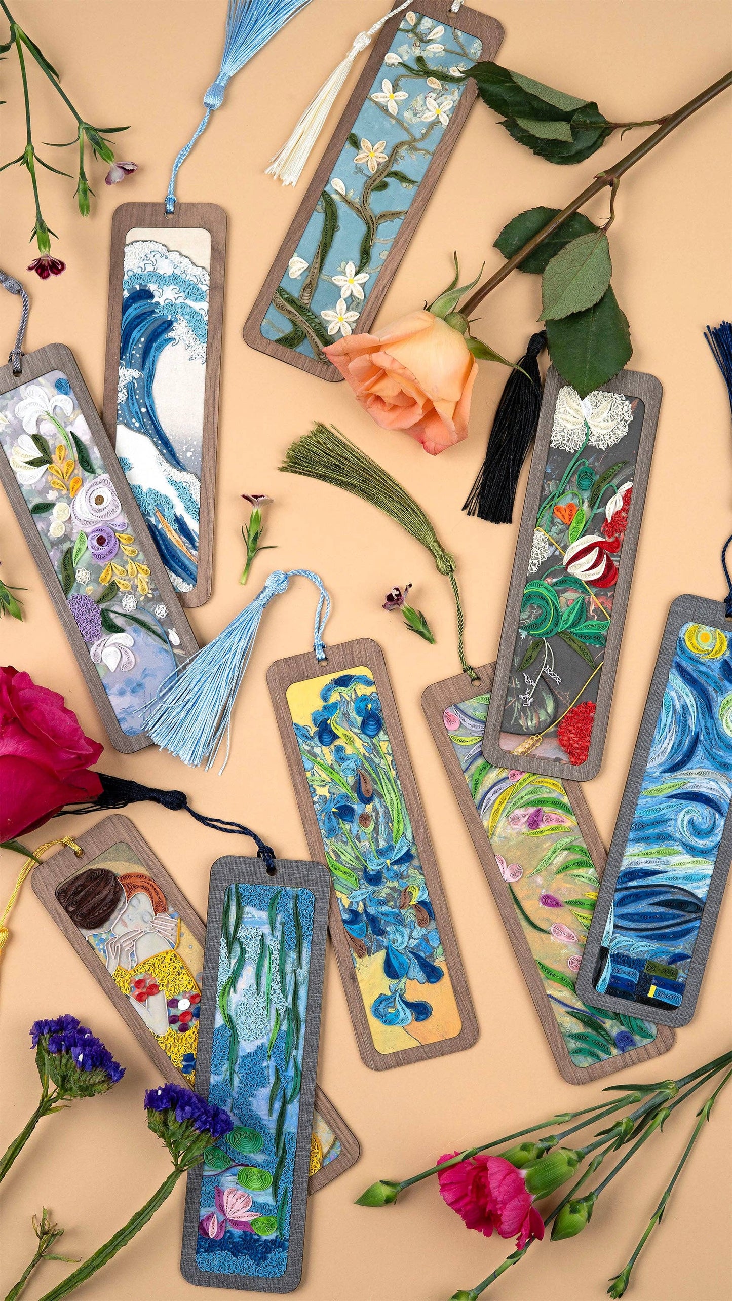 Handmade Quilled Paper Almond Blossoms (Van Gogh Inspired) Bookmark
