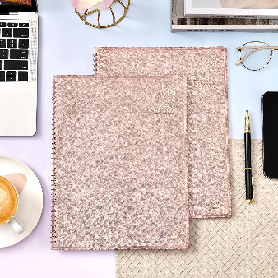 2026-2027 Monthly Planner - 2026-2027 9'' x 11'' Monthly Planner/Calendar from JUL. 2026 - DEC. 2027, 12-Months Calendar Spiral Bound with Soft Leather Cover, 15 Note Pages, Tabs, Inner Pocket