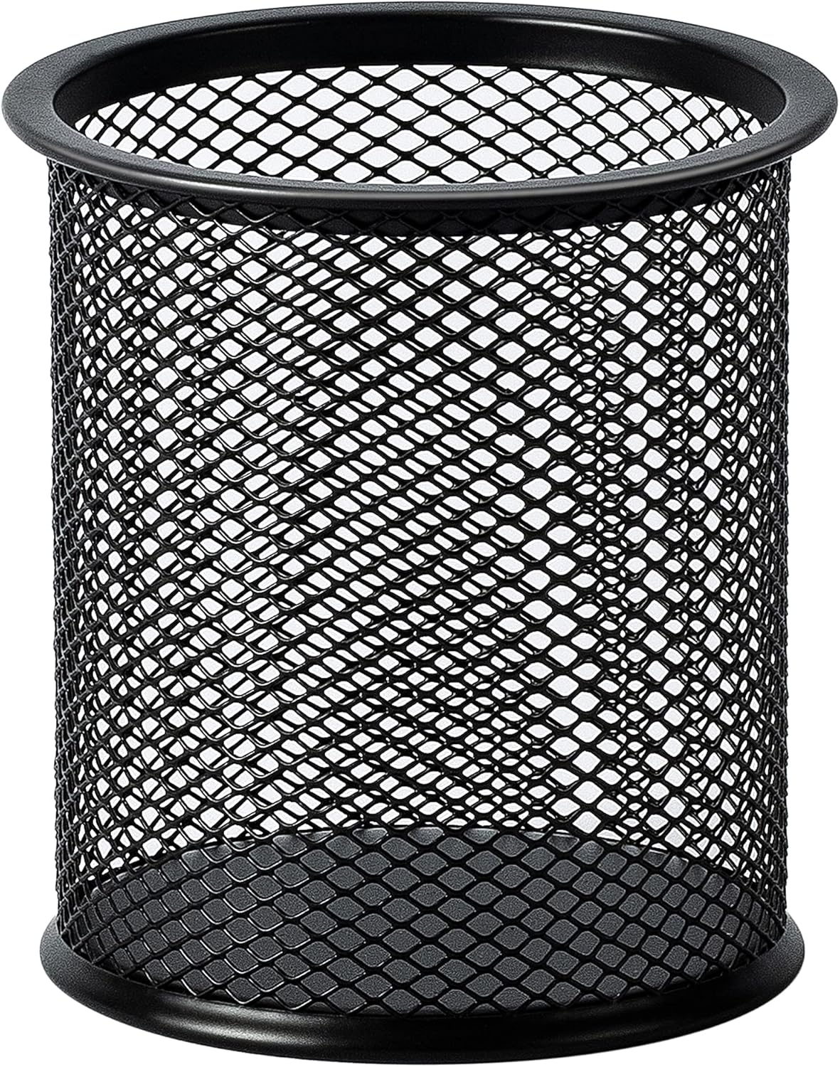 Basics Wire Mesh Pen Holder, Pencil Cup Desk Organizer for Stationery, Scissors, Office Caddy Storage, 3.7" x 3.3", Black
