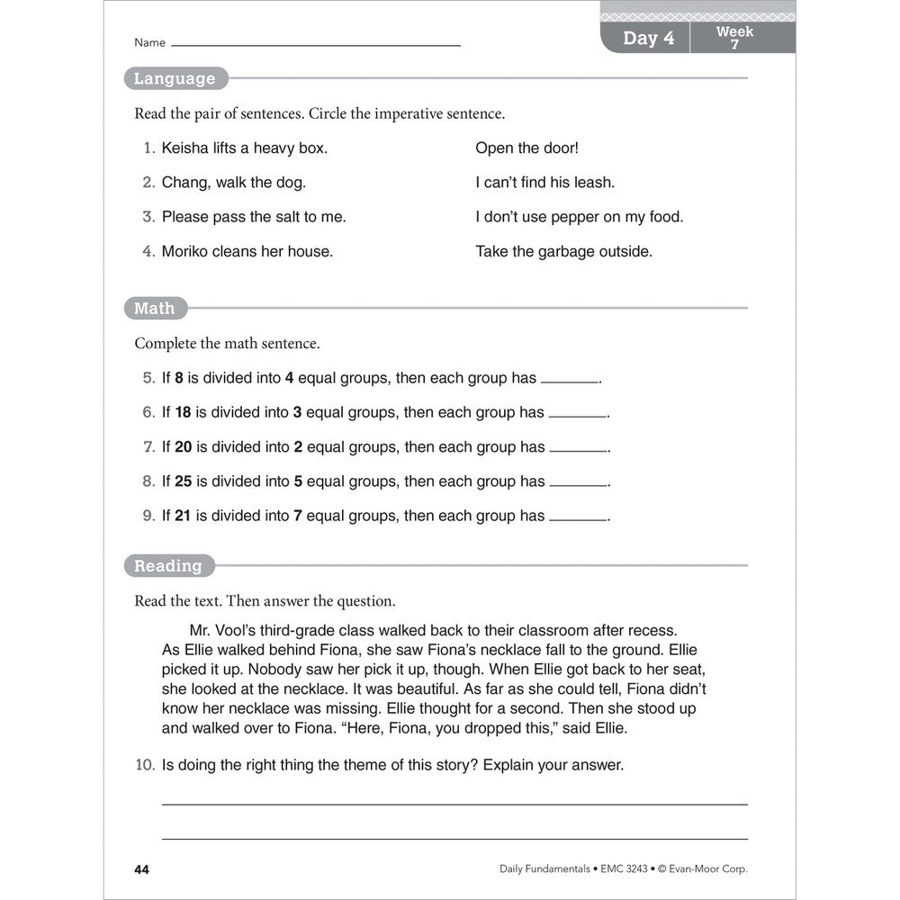 Daily Fundamentals, Teacher Resource Book Grade 3 Paperback