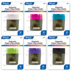 BAZIC Magnetic Paper Clips Holder w/ Asst. Color No.1 Paper Clip