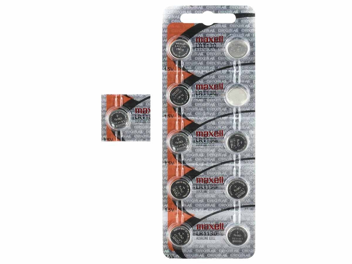 Maxell LR1130 1.5V Alkaline Coin Cell Battery (A76 76A AG13 L1154 G13 V13GA 357) - 1 Piece Tear Strip (Minimum Qty of 2)