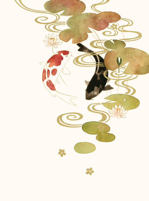Two Koi & Lilypad Foil Blank Card