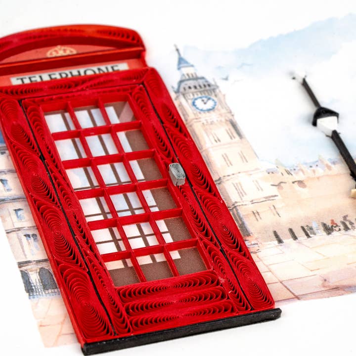Quilled Telephone Booth Greeting Card