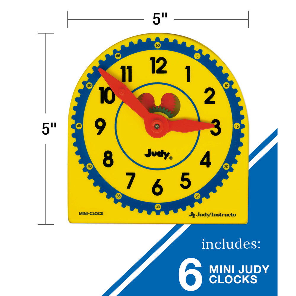 6-Piece 5" x 5" Mini Judy® Clock Set Grade K-3