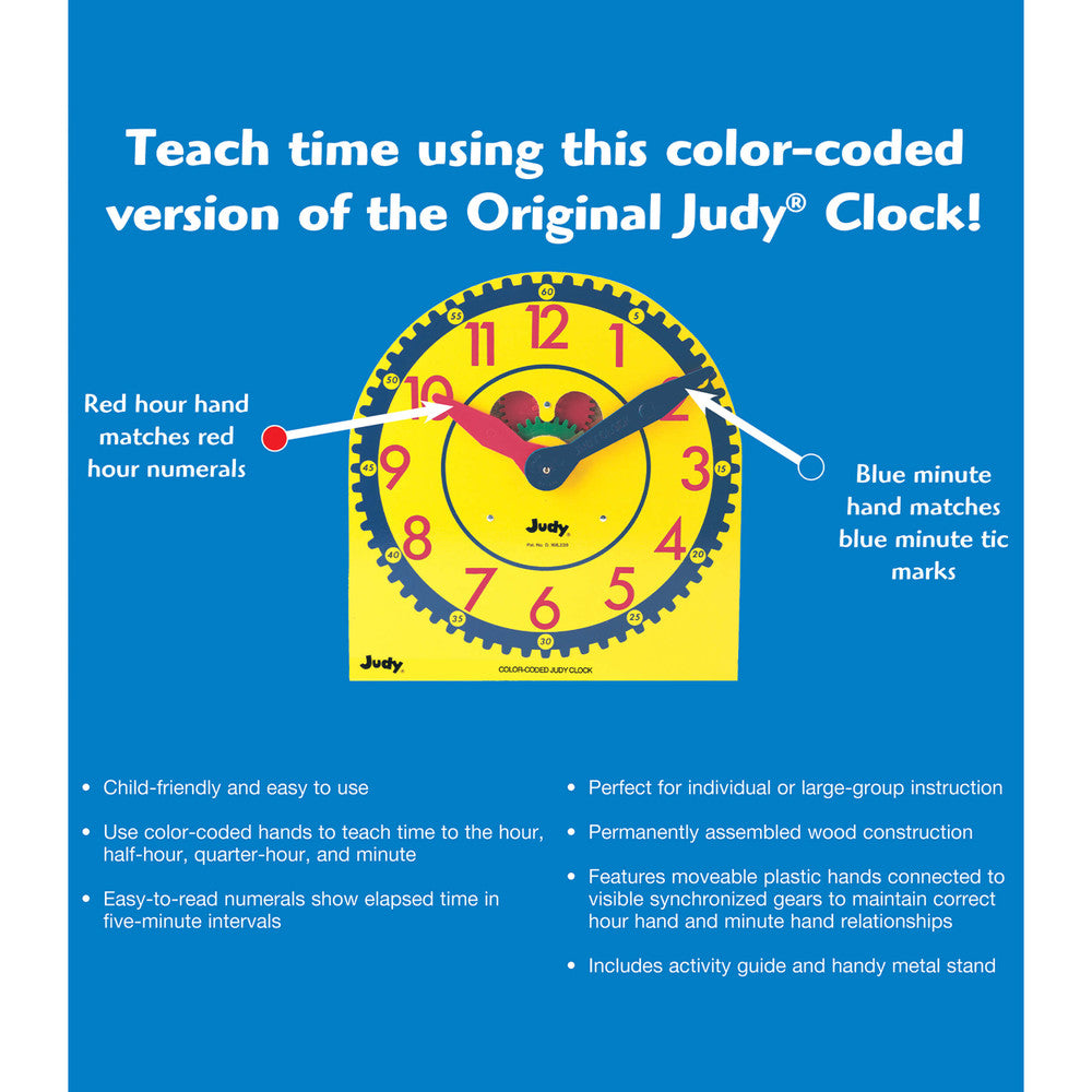 13" x 12" Wooden Color-Coded Judy® Clock Grade K-3
