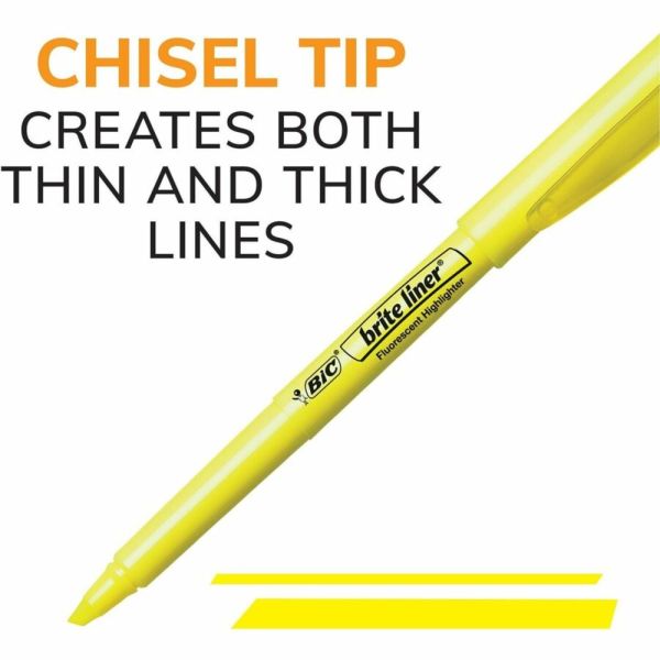 BIC Brite Liner Highlighters Pocket Style, Chisel Point, Assorted, 5-Pack