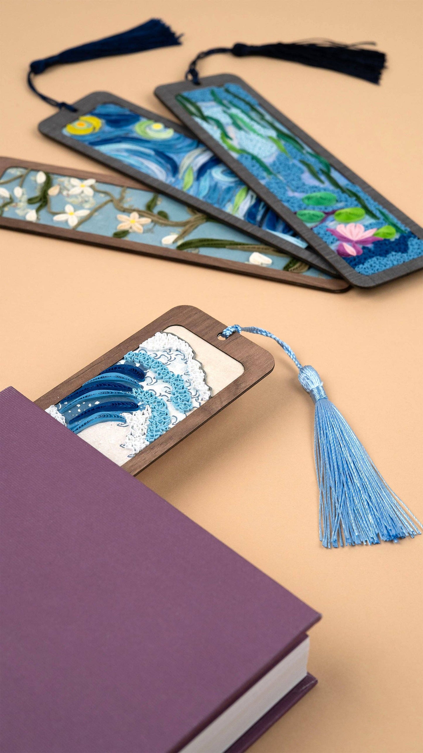 Handmade Quilled Paper Almond Blossoms (Van Gogh Inspired) Bookmark