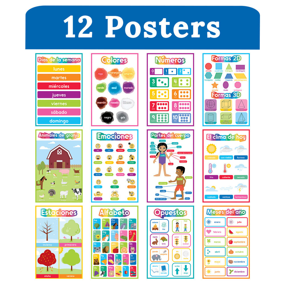 Spanish Early Learning Poster Set Grade PK-5