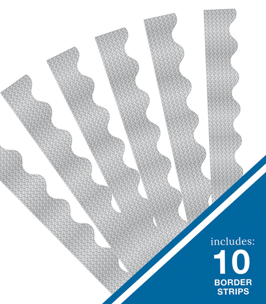 Silver Sparkle Scalloped Bulletin Board Borders