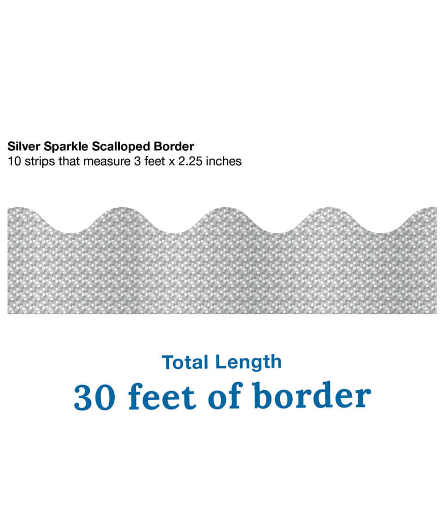 Silver Sparkle Scalloped Bulletin Board Borders