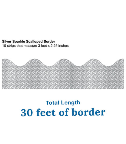 Silver Sparkle Scalloped Bulletin Board Borders