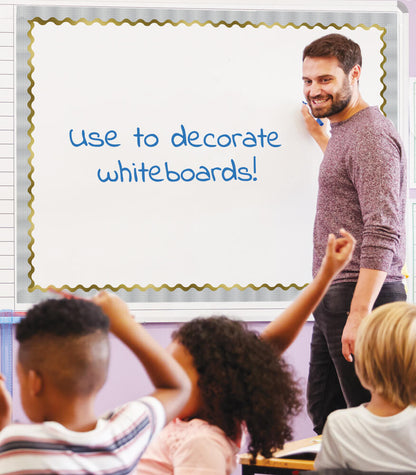 Silver Sparkle Scalloped Bulletin Board Borders