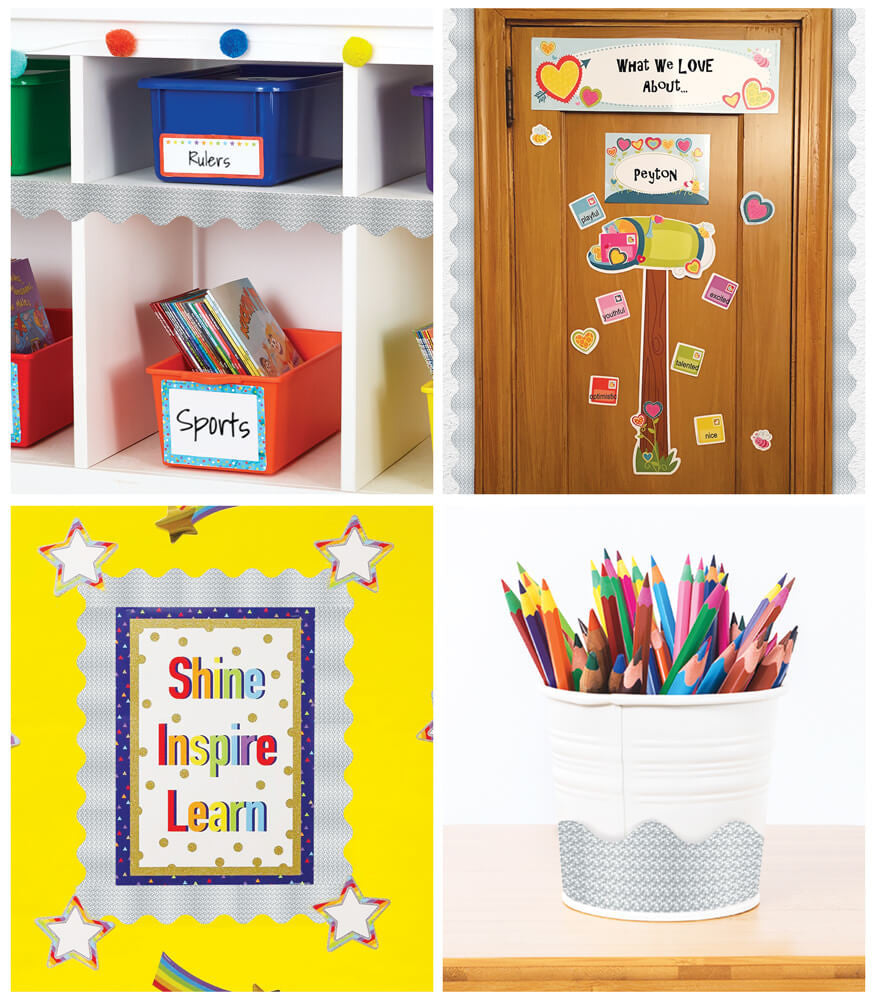 Silver Sparkle Scalloped Bulletin Board Borders