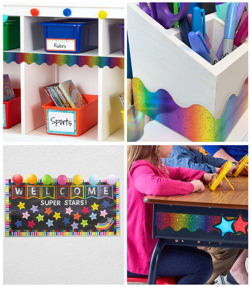 Rainbow Foil Scalloped Bulletin Board Borders