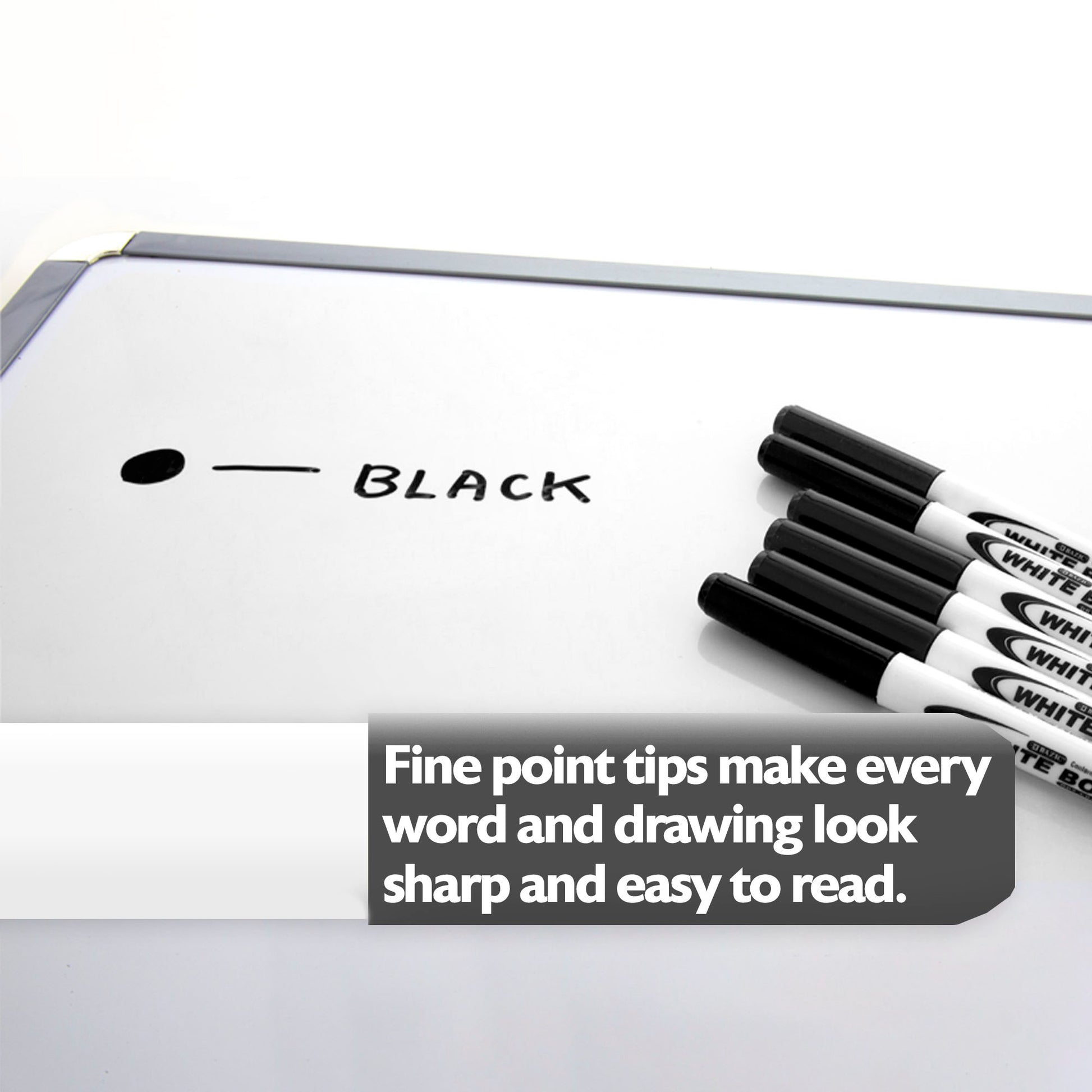 Black Fine Tip Dry-Erase Markers (12/Box)