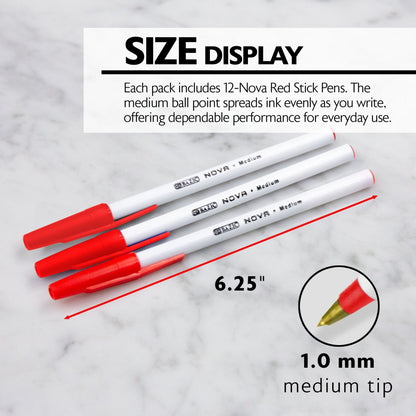 Nova Red Color Stick Pen (12/Box)