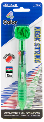 BAZIC 4-Color Neck Pen w/ Cushion Grip [1763]