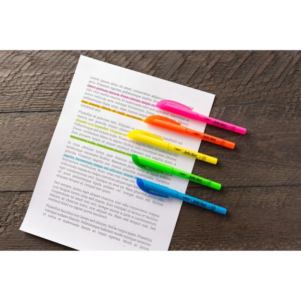 BIC Brite Liner Highlighters Pocket Style, Chisel Point, Assorted, 5-Pack