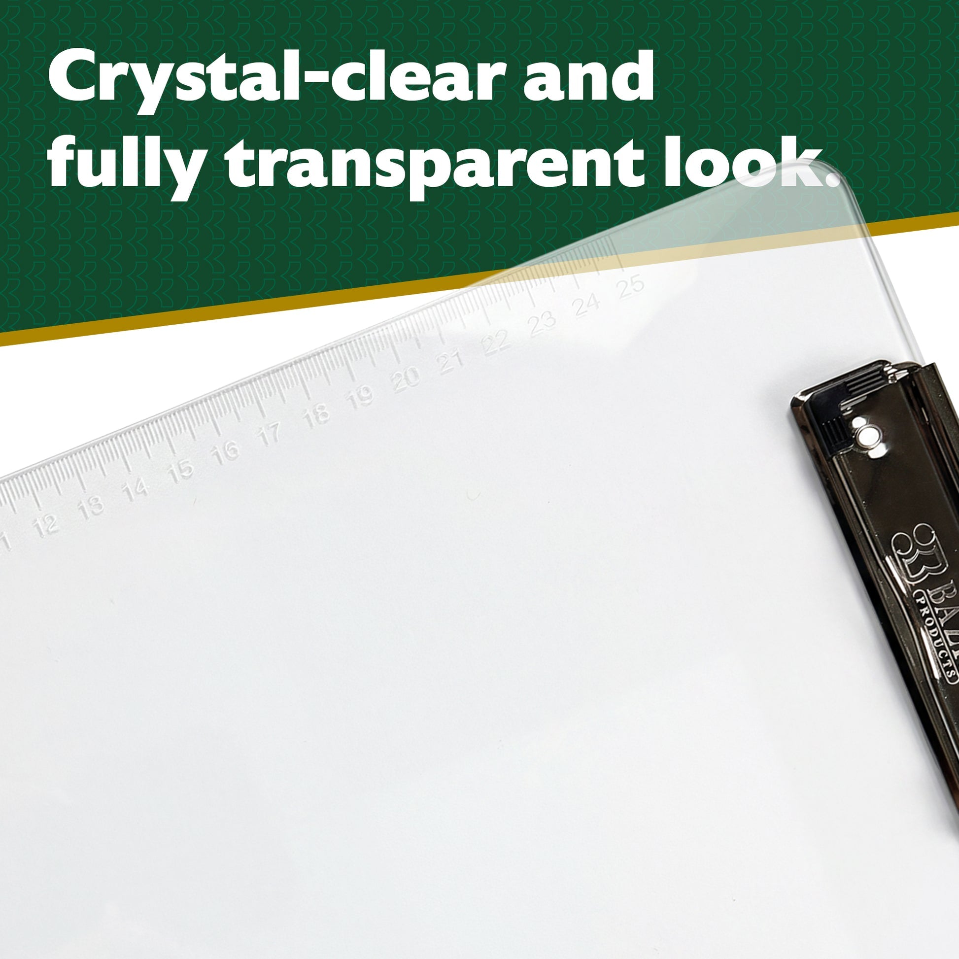Standard Size Clear Plastic Clipboard w/ Low Profile Clip