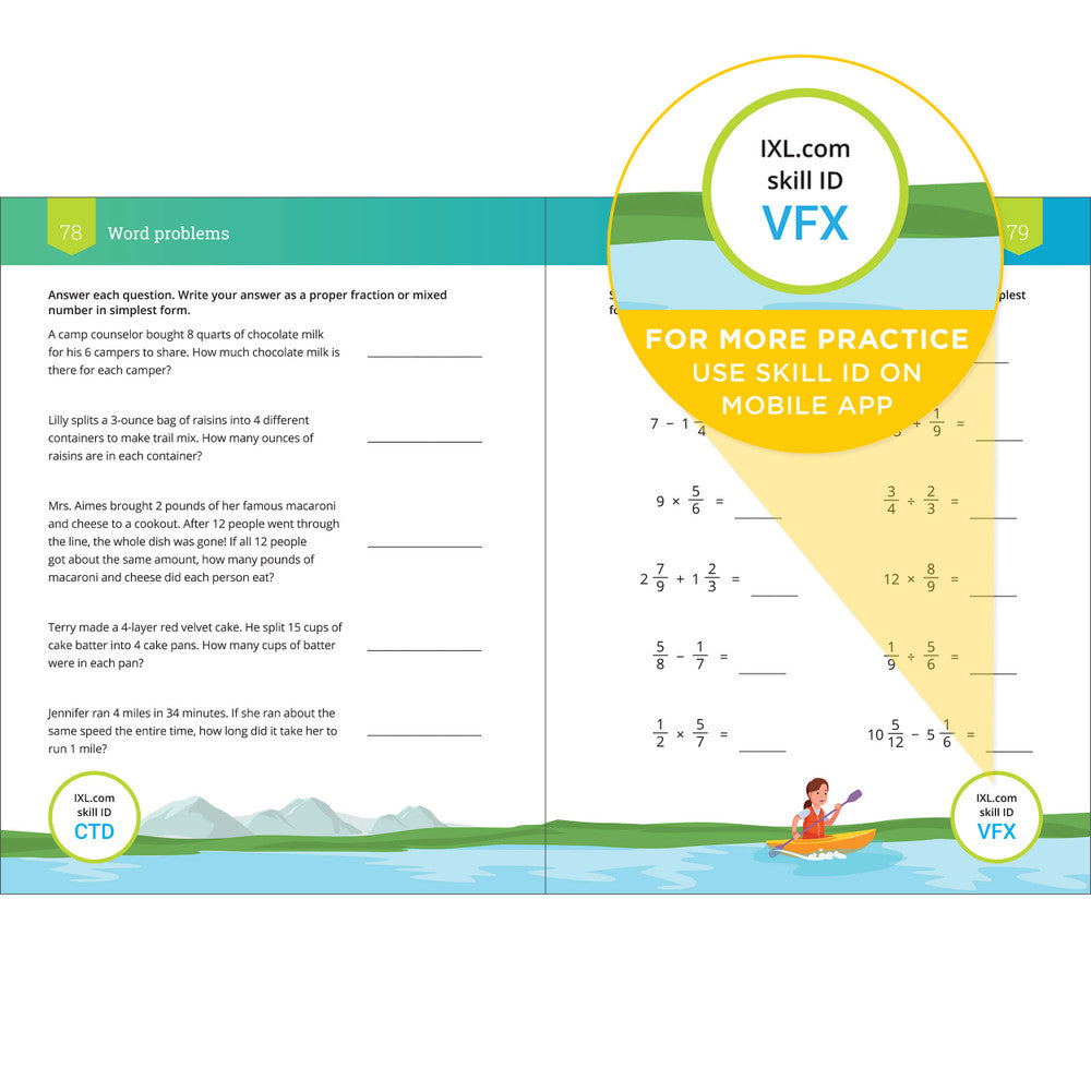 IXL Fractions Workbook Grade 5 Paperback