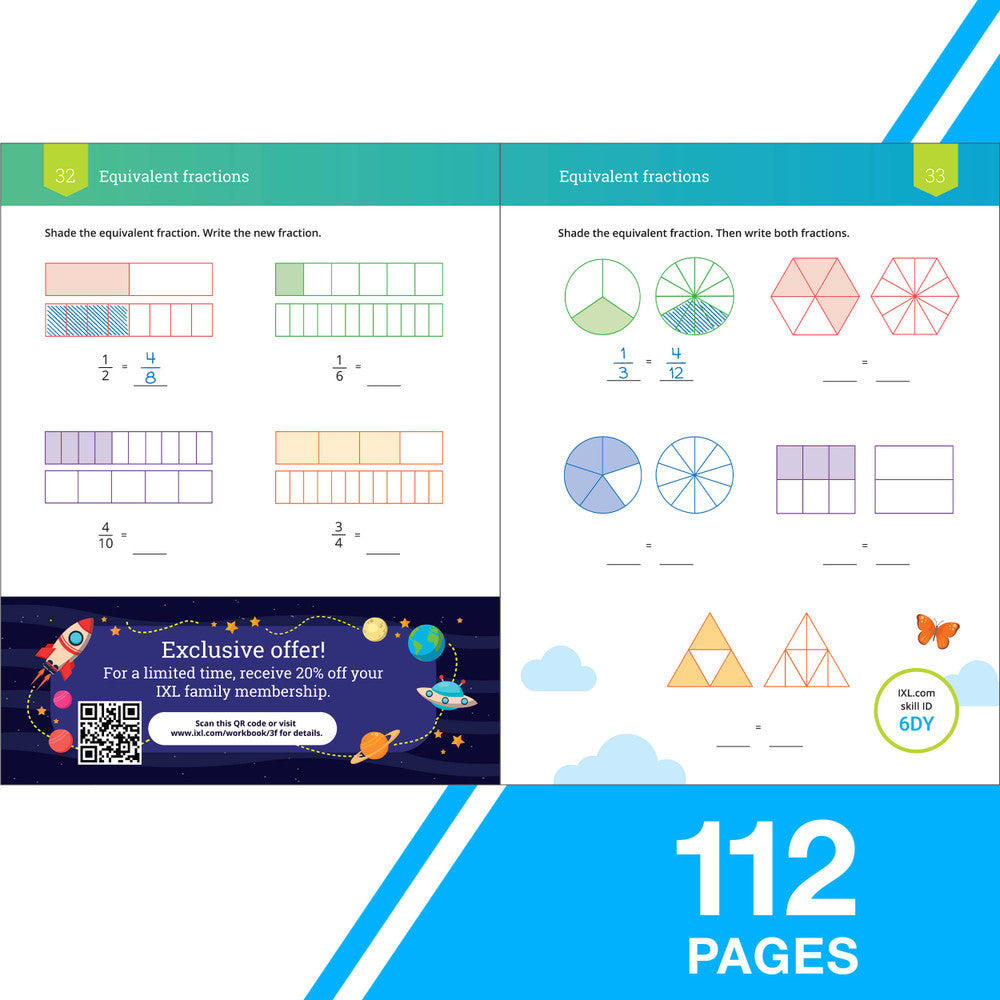 IXL Fractions Workbook Grade 3 Paperback