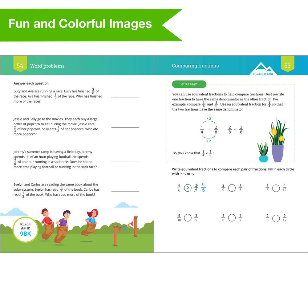 IXL Fractions Workbook Grade 3 Paperback