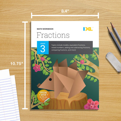 IXL Fractions Workbook Grade 3 Paperback