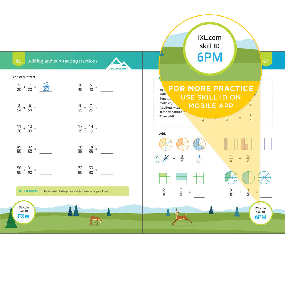 IXL Fractions and Decimals Workbook Grade 4 Paperback