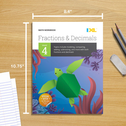 IXL Fractions and Decimals Workbook Grade 4 Paperback