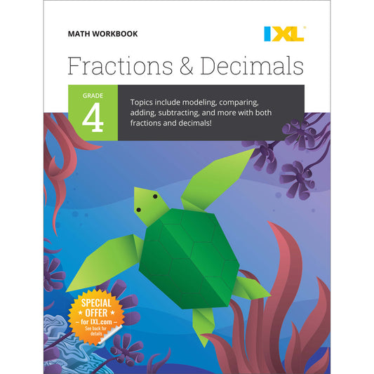 IXL Fractions and Decimals Workbook Grade 4 Paperback
