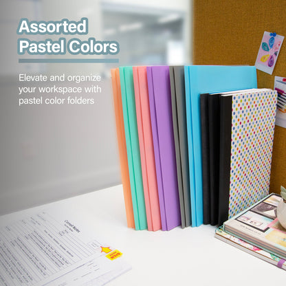 Pastel Color 2-Pocket Poly Portfolio w/ 3 Prongs