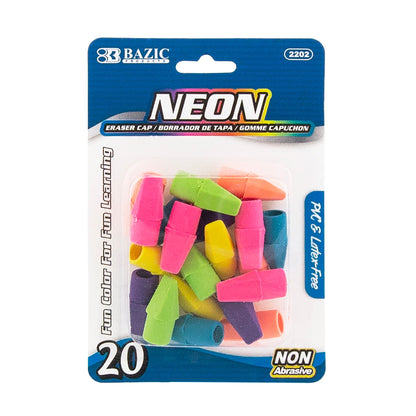 Neon Pencil-Top Eraser Caps, Latex-Free, PVC-Free