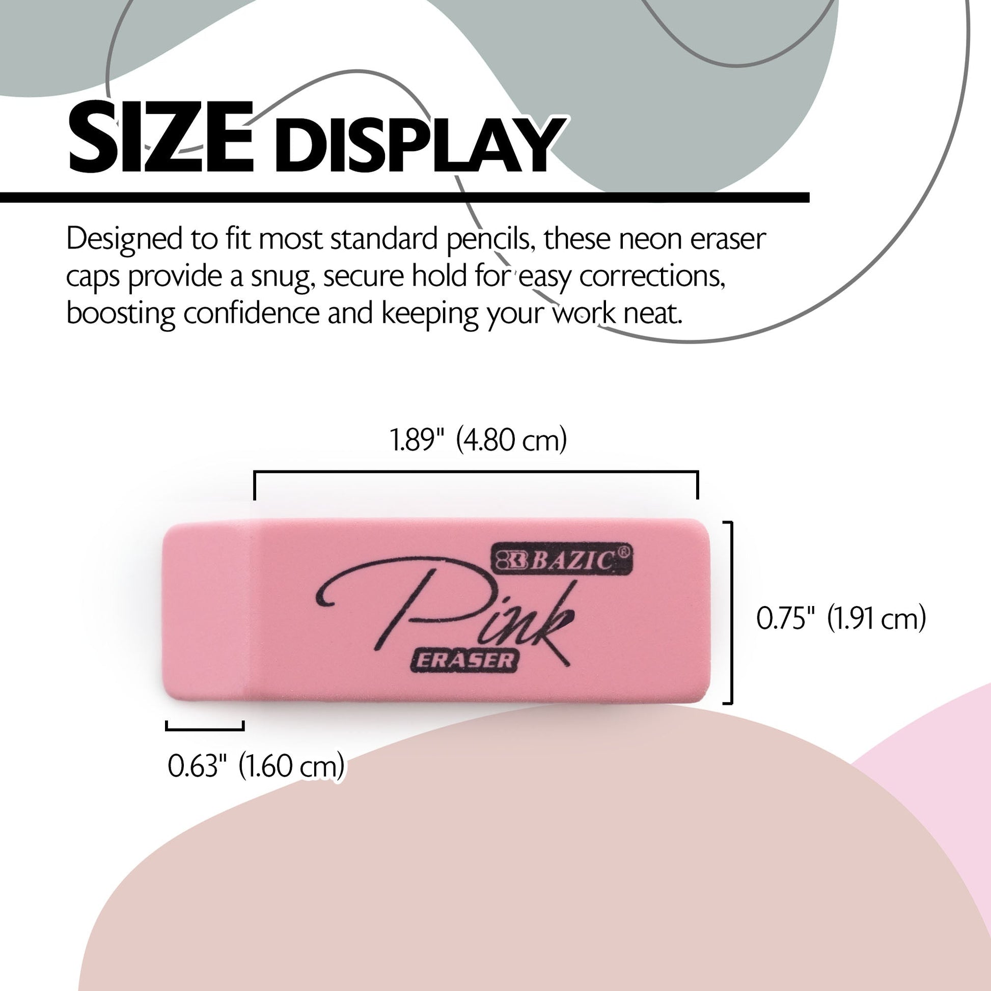 Pink Bevel Block Erasers, Latex-Free, PVC-Free