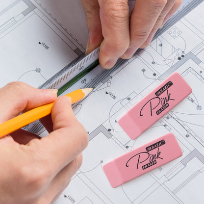 Pink Bevel Block Erasers, Latex-Free, PVC-Free