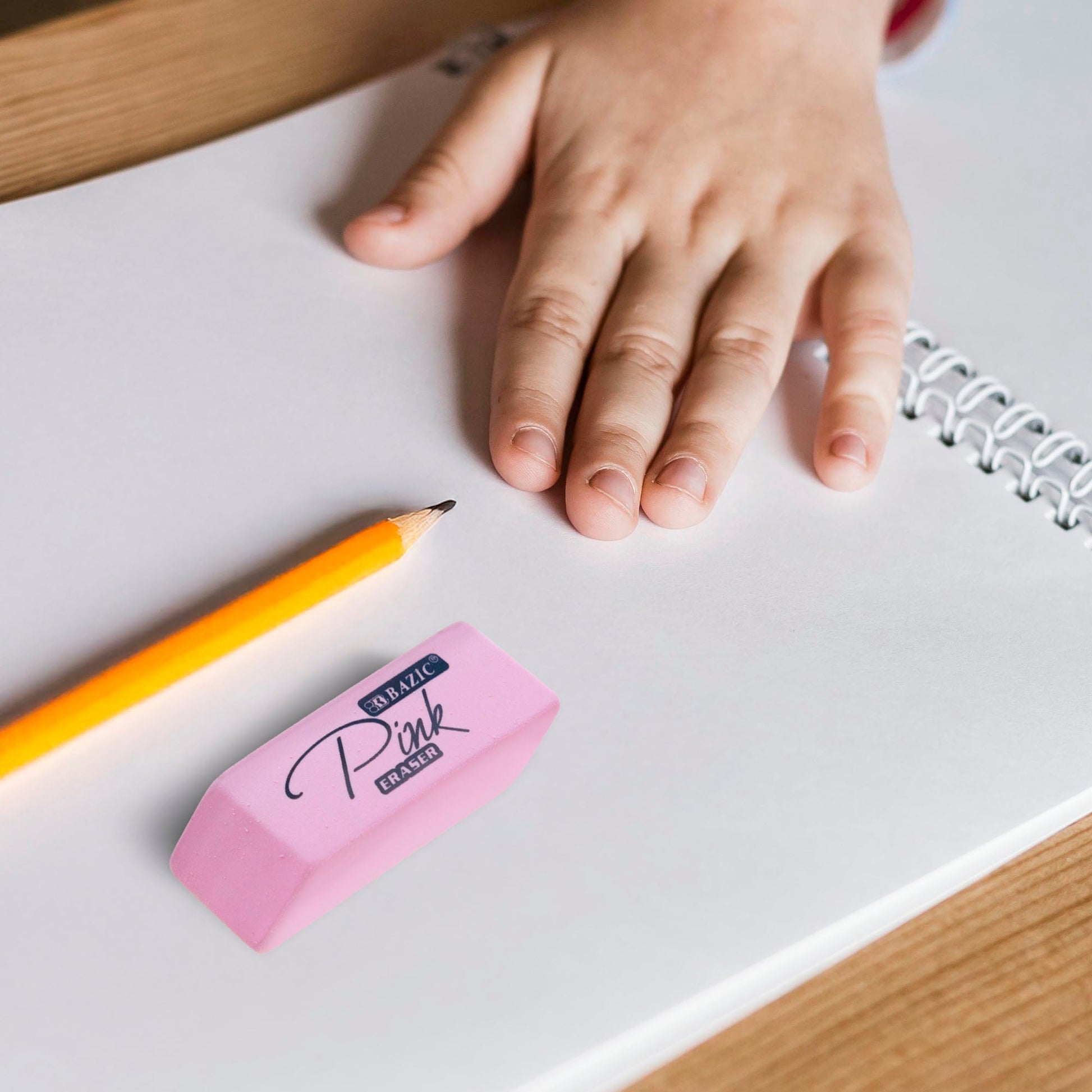 Pink Bevel Block Erasers, Latex-Free, PVC-Free