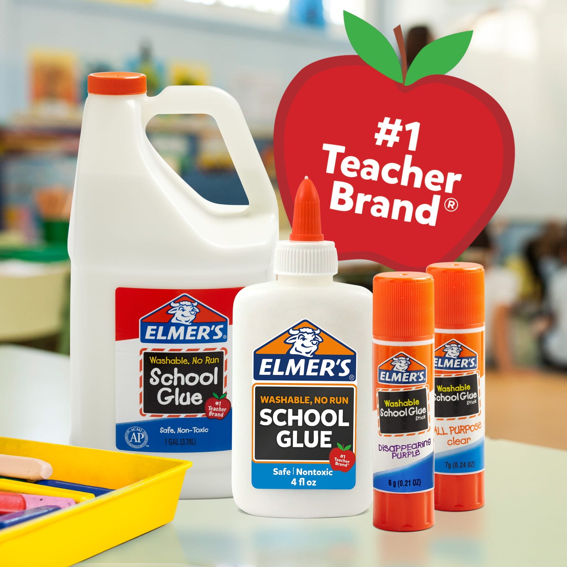 Elmer's Disappearing Purple School Glue Sticks, Washable, 2 Count