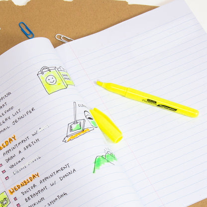 Yellow Pen Style Fluorescent Highlighters w/ Pocket Clip (5/Pack)