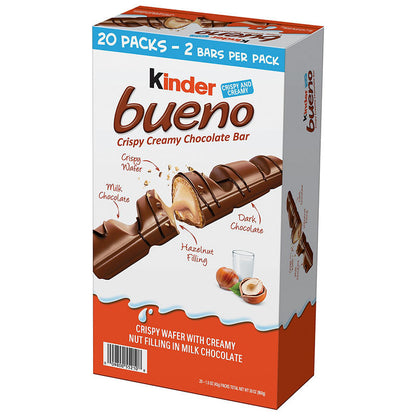 Kinder Bueno Cripsy Creamy Chocolate Bars, Individually Wrapped, 20 ct./1.5 oz.