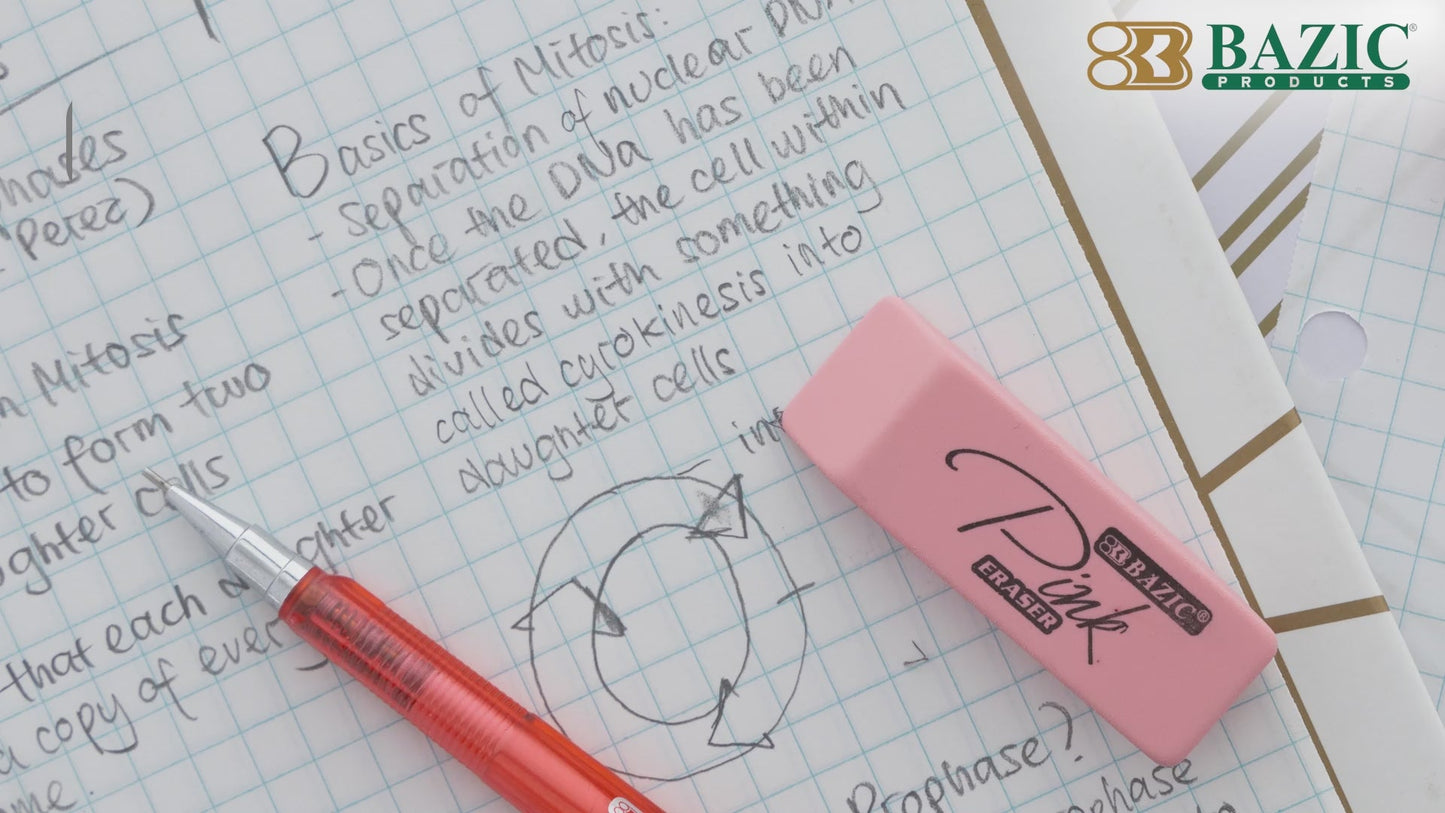 Pink Bevel Block Erasers, Latex-Free, PVC-Free