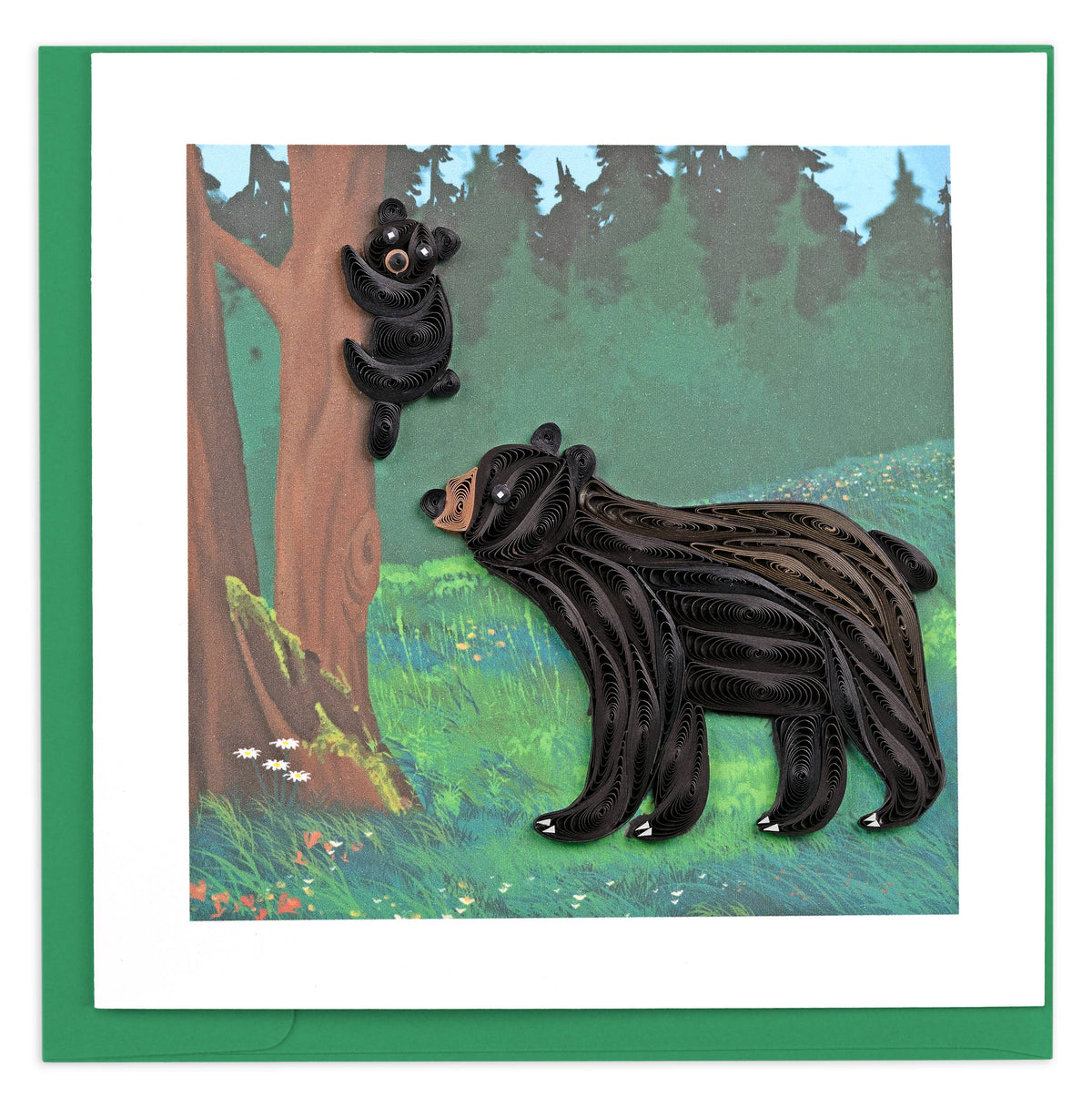 Quilled Black Bear and Cub  Greeting Card
