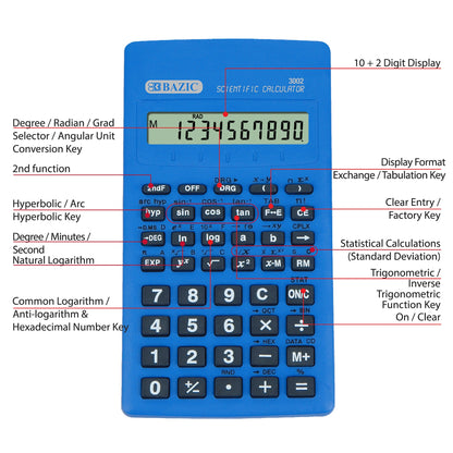 56-Function Scientific Calculator, Slide-On Case