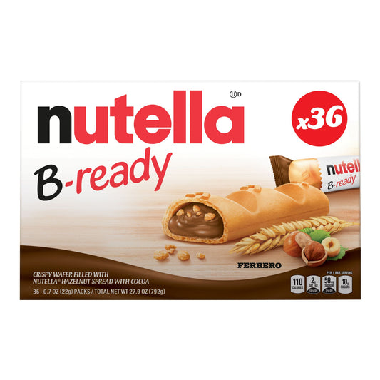 Nutella B-ready Wafer Bars, Hazelnut Spread with Cocoa, Individually Wrapped Snack Bars, 36 ct.