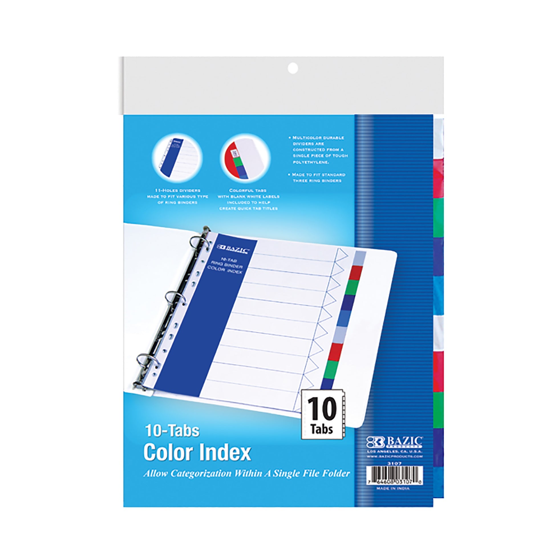 10-Tab Color Index Dividers for 3-Ring Binders