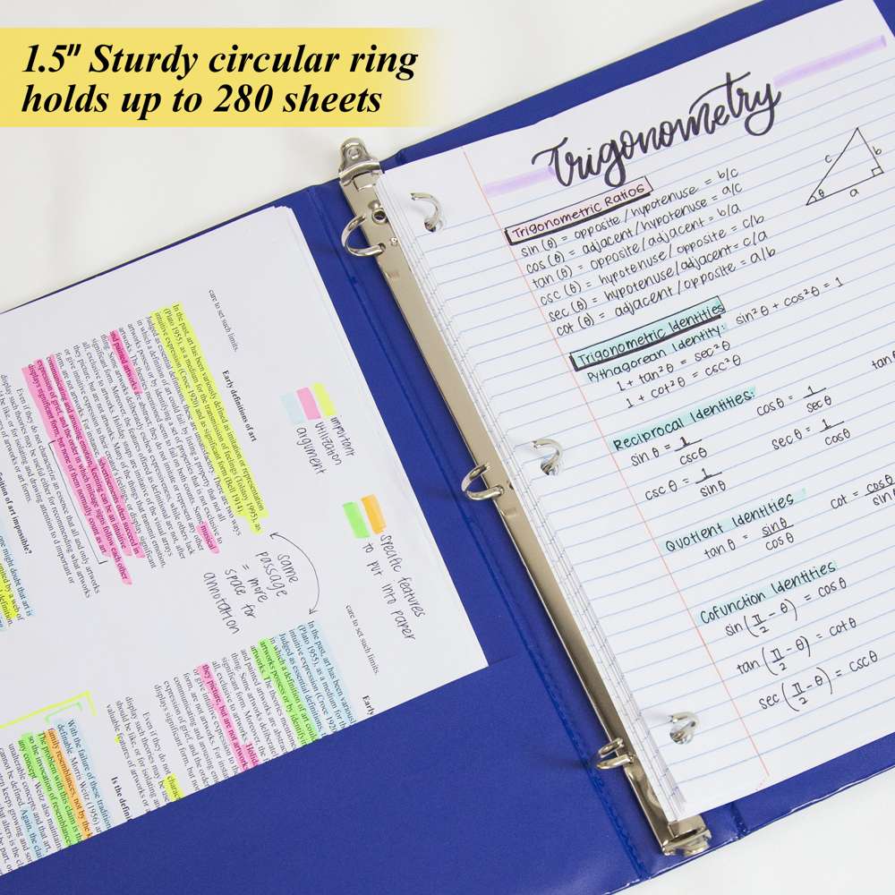 1.5" Assorted Color 3-Ring Binder w/ 2-Pockets