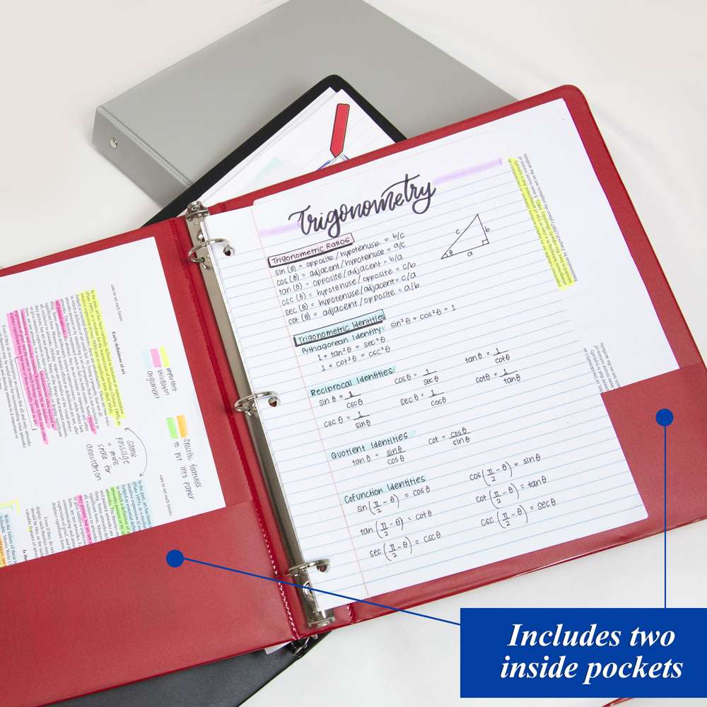 1.5" Assorted Color 3-Ring Binder w/ 2-Pockets