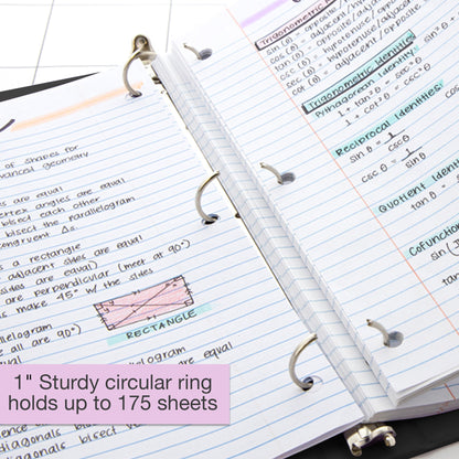 1 Inch Binder, 3 Ring View Cover, Black